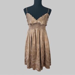 Bcbgmaxazria Pure Silk Ruffles Polka Dots SPAGHETTI Straps Dress